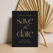 Moderne Minimalistische Schwarz-Gold-Chic-Hochzeit Save The Date