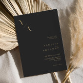 Moderne Minimalistische Schwarz-Gold-Hochzeit Einladung