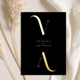 Moderne Minimalistische Schwarz-Gold-Hochzeit Folieneinladung