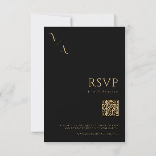 Moderne Minimalistische Schwarz-Gold-Hochzeit RSVP Karte (Vorderseite)