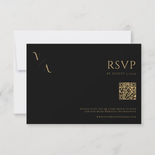 Moderne Minimalistische Schwarz-Gold-Hochzeit RSVP Karte (Vorderseite)