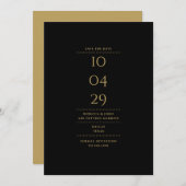 Moderne Minimalistische Schwarz-Gold-Hochzeit Save The Date (Vorne/Hinten)
