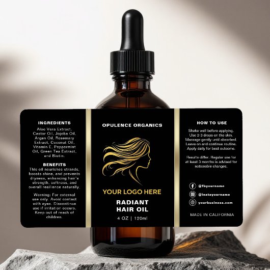 Moderne Minimalistische Schwarz-Gold-Kosmetikflasc