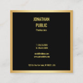 Moderne Minimalistische Schwarz-Gold-Vorlage Quadratische Visitenkarte (Rückseite)