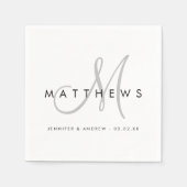 Moderne Minimalistische Schwarz-Grau-Monogramm-Hoc Serviette (Vorderseite)