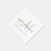 Moderne Minimalistische Schwarz-Grau-Monogramm-Hoc Serviette (Ecke)