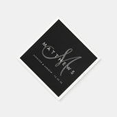Moderne Minimalistische Schwarz-Grau-Monogramm-Hoc Serviette (Ecke)