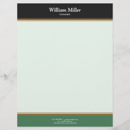 Moderne, Minimalistische, schwarz-grüne Streifen Briefbogen