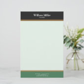 Moderne, Minimalistische, schwarz-grüne Streifen Briefpapier (Stehend Vorderseite)