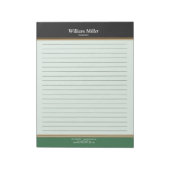 Moderne, Minimalistische, schwarz-grüne Streifen Notizblock (Rotiert)