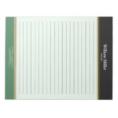 Moderne, Minimalistische, schwarz-grüne Streifen Notizblock (Vorderseite)