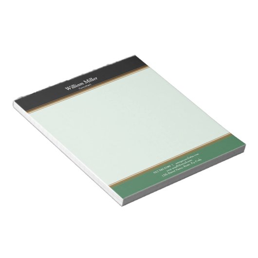 Moderne, Minimalistische, schwarz-grüne Streifen Notizblock (angewinkelt)