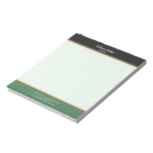 Moderne, Minimalistische, schwarz-grüne Streifen Notizblock (Rotiert)