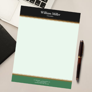 Moderne, Minimalistische, schwarz-grüne Streifen Notizblock