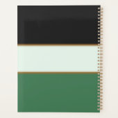 Moderne, Minimalistische, schwarz-grüne Streifen Planer (Rückseite)