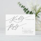 Moderne Minimalistische Schwarz-Kalligrafie-Skript RSVP Karte (Stehend Vorderseite)