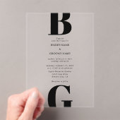 Moderne Minimalistische Schwarz/Klare Monogramm-Ho Acryleinladungen (Insitu (Handheld))