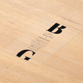 Moderne Minimalistische Schwarz/Klare Monogramm-Ho Acryleinladungen (Ablage )