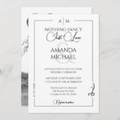 Moderne Minimalistische Schwarz-Monochrome-Hochzei Einladung (Vorne/Hinten)