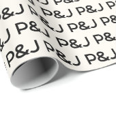 Moderne Minimalistische Schwarz-Monogramm-Hochzeit Geschenkpapier (Rolleneckpunkt)