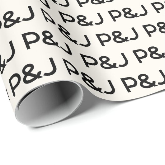 Moderne Minimalistische Schwarz-Monogramm-Hochzeit Geschenkpapier (Rolleneckpunkt)