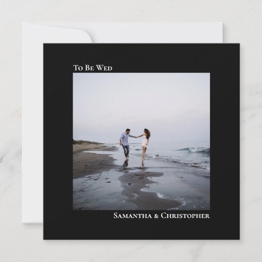Moderne Minimalistische Schwarz-Quadrat-Foto Hochz Einladung (Vorderseite)