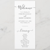 Moderne Minimalistische Schwarz-Script-Hochzeit Programm (Vorderseite)