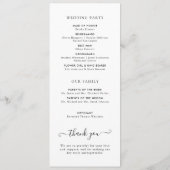 Moderne Minimalistische Schwarz-Script-Hochzeit Programm (Rückseite)