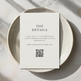 Moderne Minimalistische Schwarz- und Ecru-Hochzeit Begleitkarte