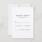 Moderne Minimalistische Schwarz- und Ecru-Hochzeit RSVP Karte (Vorderseite)