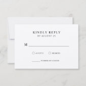 Moderne Minimalistische Schwarz- und Ecru-Hochzeit RSVP Karte (Vorderseite)