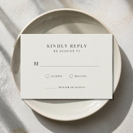 Moderne Minimalistische Schwarz- und Ecru-Hochzeit RSVP Karte