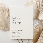 Moderne Minimalistische Schwarz- und Ecru-Hochzeit Save The Date