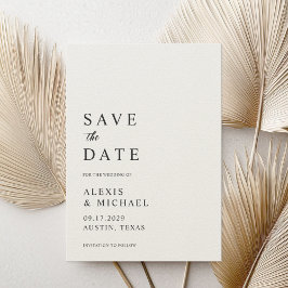 Moderne Minimalistische Schwarz- und Ecru-Hochzeit Save The Date