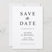 Moderne Minimalistische Schwarz- und Ecru-Hochzeit Save The Date (Vorderseite)