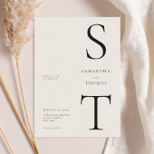 Moderne Minimalistische Schwarz- und Elfenbeinhoch Einladung