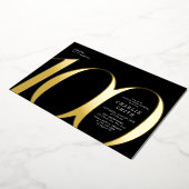 Moderne minimalistische Schwarz und Gold 100. Gebu Folieneinladung (Gedreht)