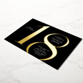 Moderne minimalistische Schwarz und Gold 18. Gebur Folieneinladung (Gedreht)
