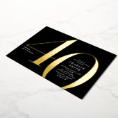 Moderne minimalistische Schwarz und Gold 40. Gebur Folieneinladung (Gedreht)