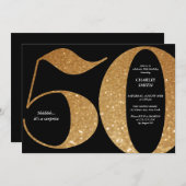 Moderne minimalistische Schwarz und Gold 50. Gebur Einladung (Vorne/Hinten)