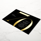 Moderne minimalistische Schwarz und Gold 70. Gebur Folieneinladung (Gedreht)