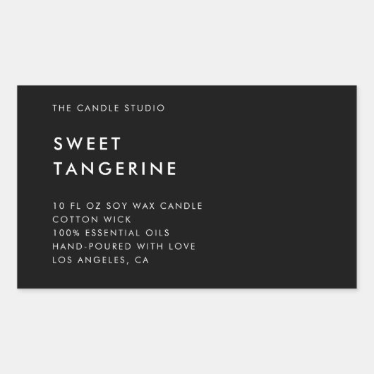 Moderne Minimalistische Schwarz-Verpackungs-Kerzen Rechteckiger Aufkleber (Vorderseite)