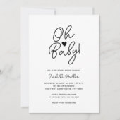 Moderne Minimalistische Schwarz-Weiß-Babydusche Einladung (Vorderseite)