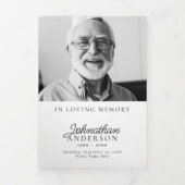 Moderne Minimalistische Schwarz-Weiß-Beerdigung mi Dreifach-gefaltete Programmkarte (Cover)