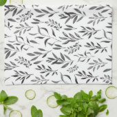 Moderne Minimalistische Schwarz-Weiß-Blätter  Geschirrtuch (Gefaltet)