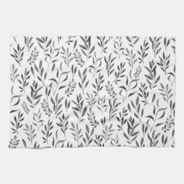 Moderne Minimalistische Schwarz-Weiß-Blätter Geschirrtuch