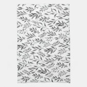 Moderne Minimalistische Schwarz-Weiß-Blätter  Geschirrtuch (Vertikal)