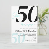 Moderne Minimalistische Schwarz-Weiß-Blauer Geburt Einladung (Stehend Vorderseite)