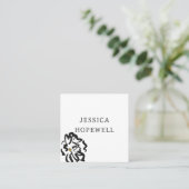 Moderne Minimalistische Schwarz-Weiß-Blume Quadratische Visitenkarte (Stehend Vorderseite)