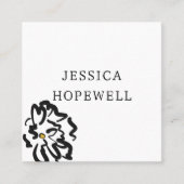 Moderne Minimalistische Schwarz-Weiß-Blume Quadratische Visitenkarte (Vorderseite)